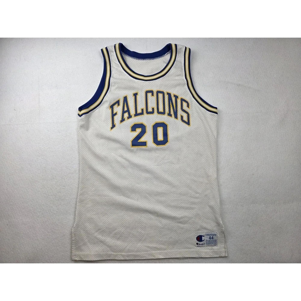 Vintage Russell Athletic Falcons #20 Basketball Jersey Made In USA White Size 44